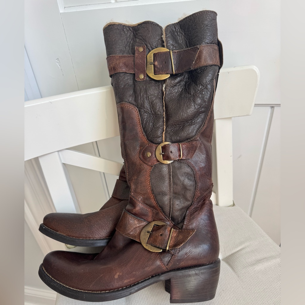 Manas Design Brown Leather Winter Boots Size 37 Made In Italy